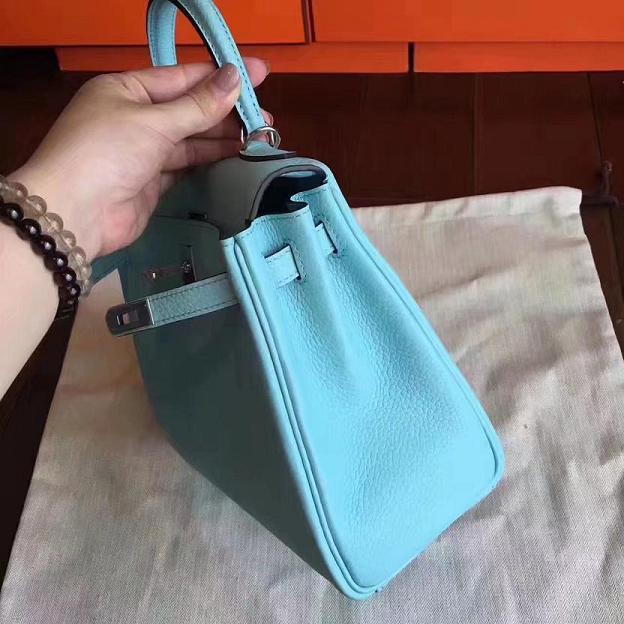 Hermes original togo leather kelly 25 bag K25 lake blue