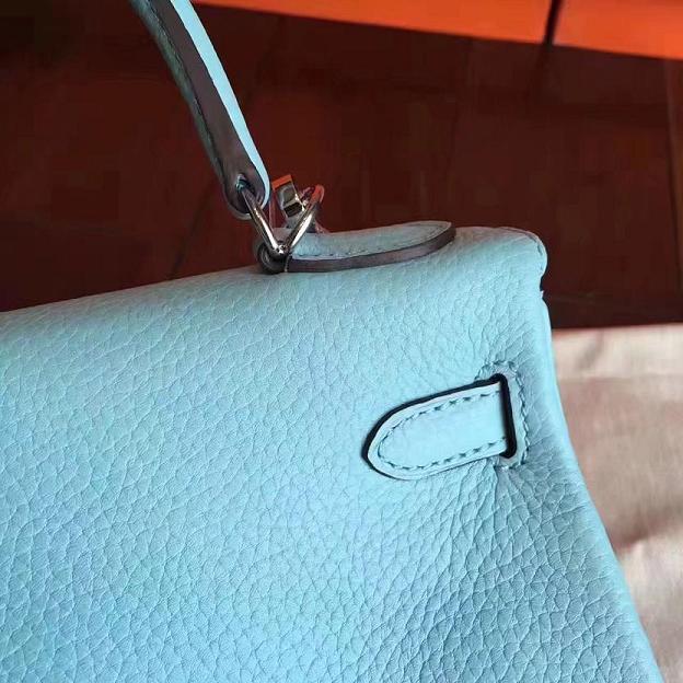 Hermes original togo leather kelly 32 bag K32 lake blue