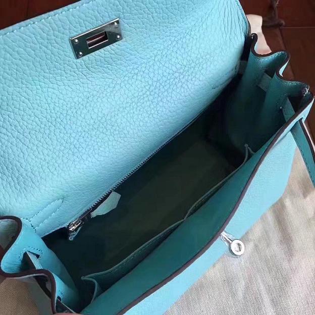 Hermes original togo leather kelly 25 bag K25 lake blue