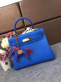 Hermes original togo leather kelly 25 bag K25 royal blue