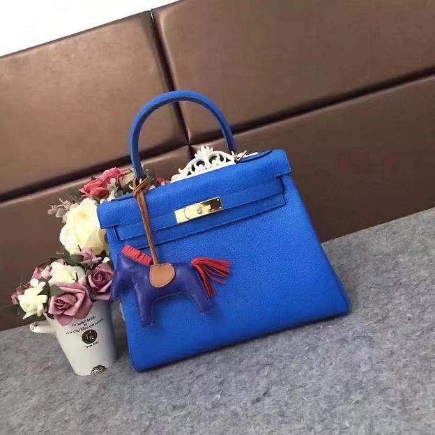 Hermes original togo leather kelly 25 bag K25 royal blue