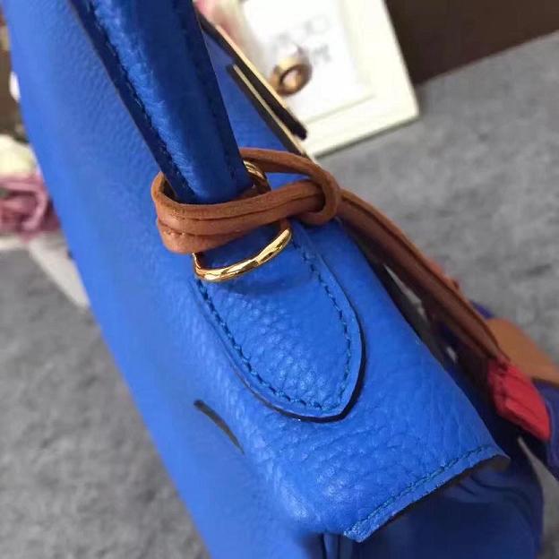 Hermes original togo leather kelly 25 bag K25 royal blue