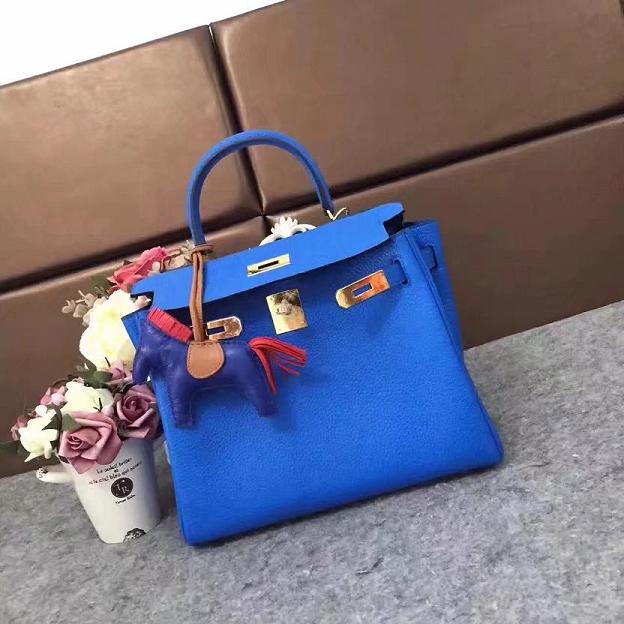 Hermes original togo leather kelly 25 bag K25 royal blue