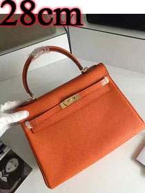 Hermes togo leather kelly 28 bag K028 orange