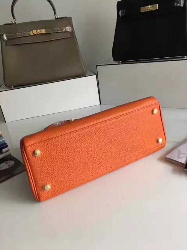 Hermes togo leather kelly 28 bag K028 orange