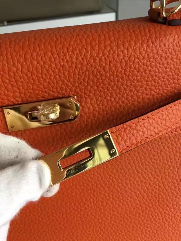 Hermes togo leather kelly 28 bag K028 orange