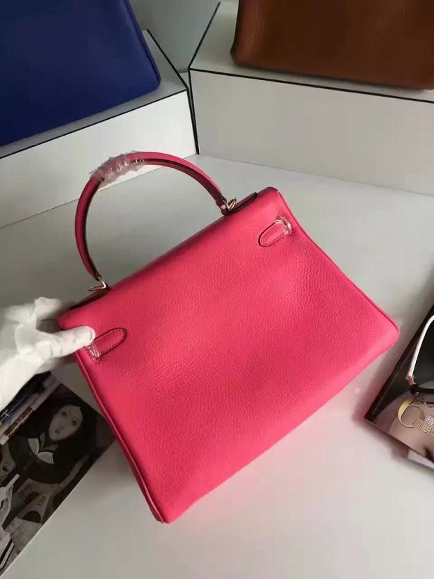 Hermes togo leather kelly 28 bag K028 rose red