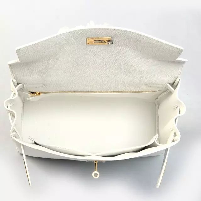 Hermes togo leather kelly 28 bag K028 white