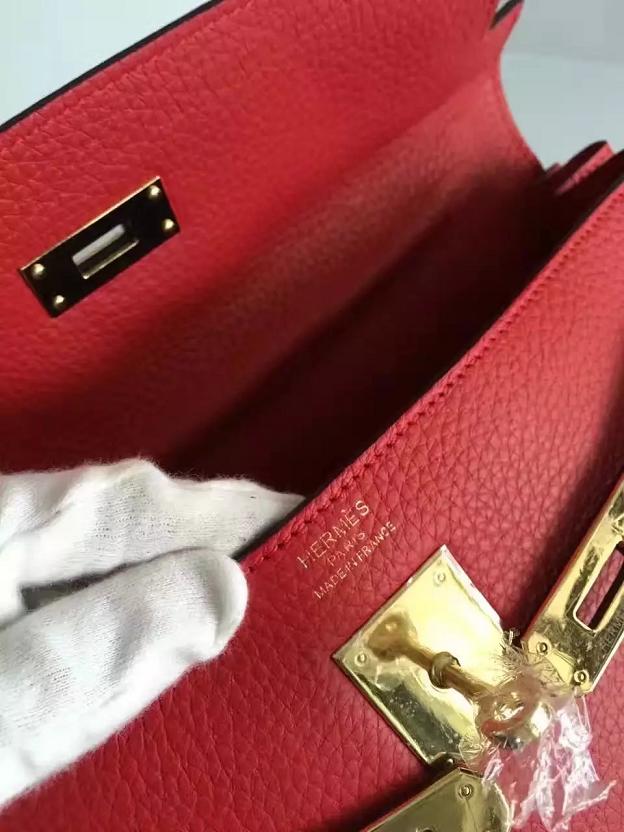 Hermes togo leather kelly 32 bag K032 red