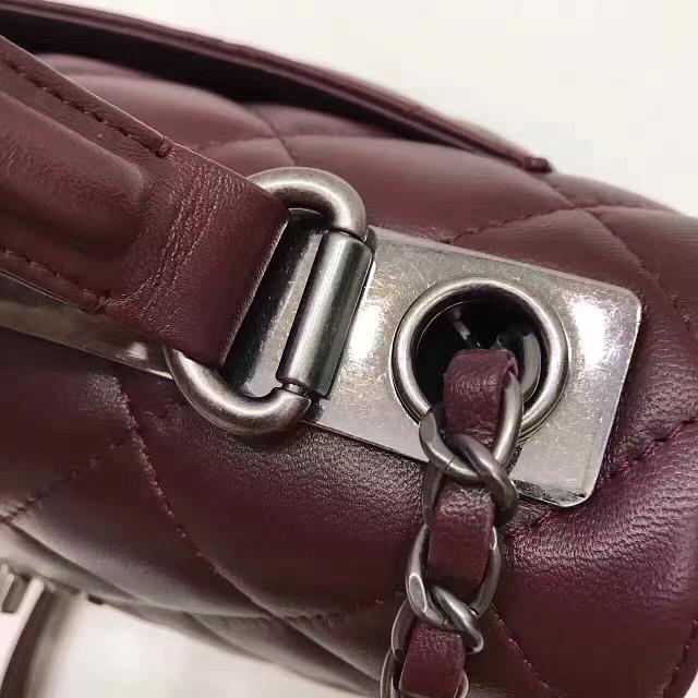 2017 CC original lambskin top handle flap bag A92236 burgundy