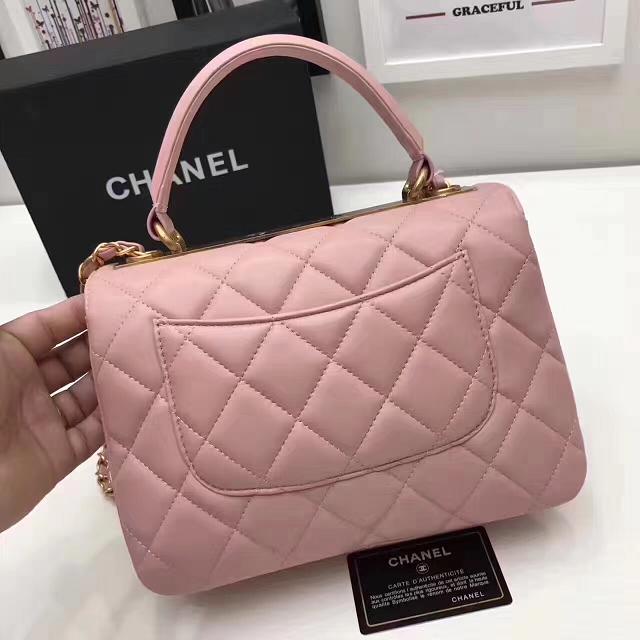 2017 CC original lambskin top handle flap bag A92236 pink