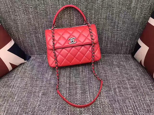 2017 CC original lambskin top handle flap bag A92236 red