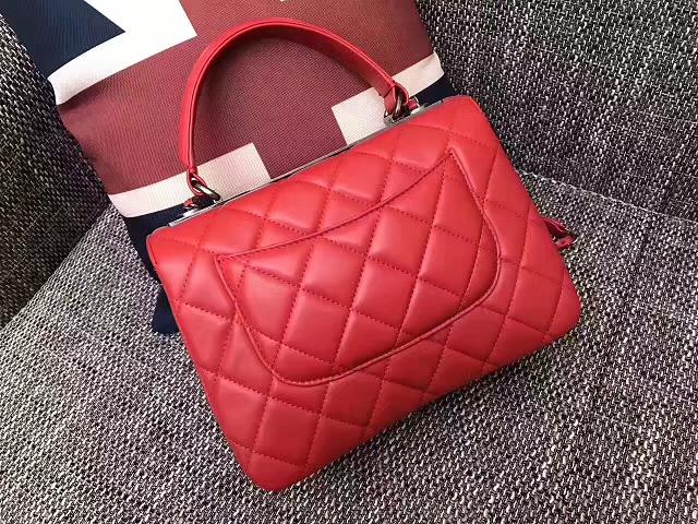 2017 CC original lambskin top handle flap bag A92236 red