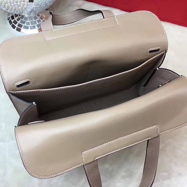 Hermes original togo leather halzan 31 bag H031 light gray