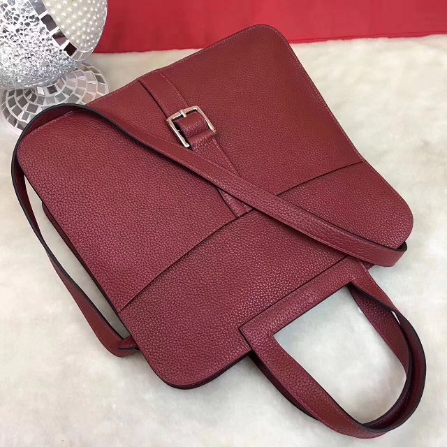 Hermes original togo leather halzan 31 bag H031 wine