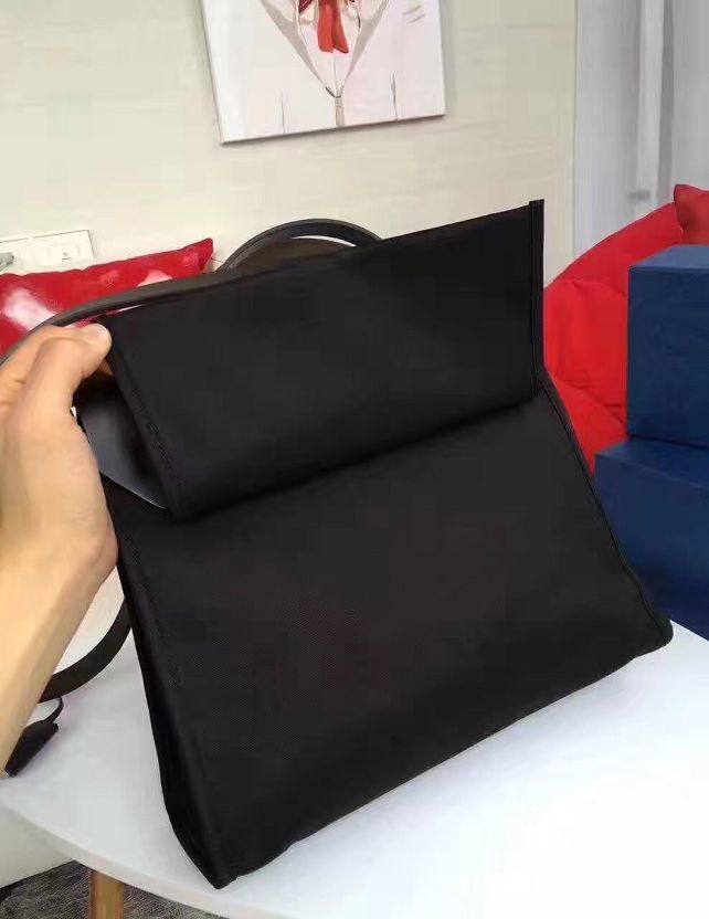 2017 hermes calfskin leather&canvas her bag H31 black