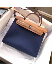 Hermes original canvas&calfskin leather small her bag H031 coffee&deep blue