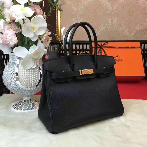 Hermes original epsom leather birkin 25 bag H25 black