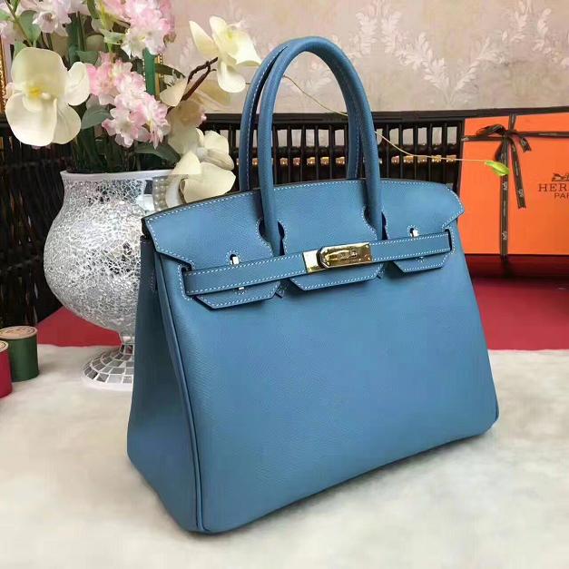 Hermes original epsom leather birkin 25 bag H25 blue