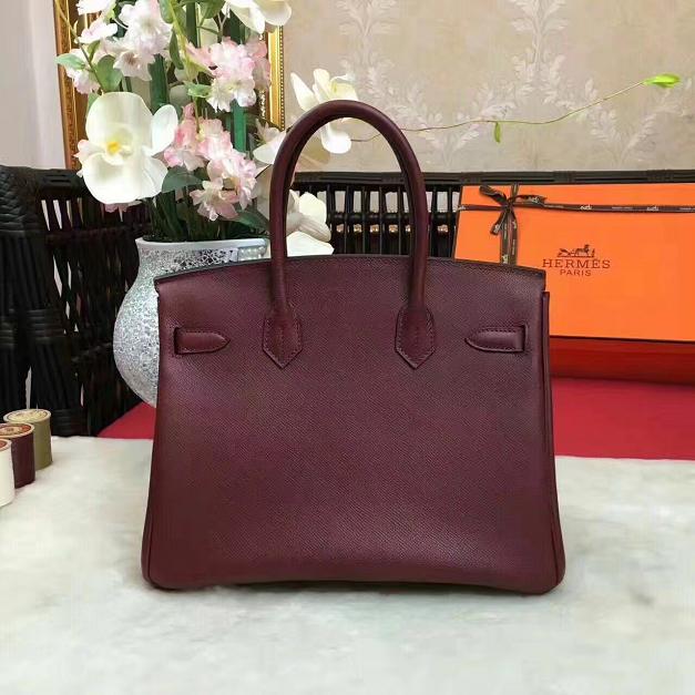 Hermes original epsom leather birkin 25 bag H25 burgundy