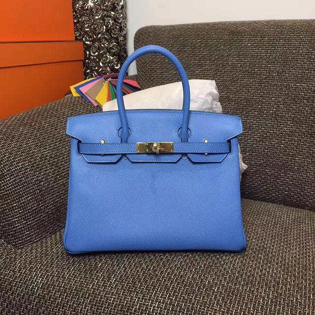 Hermes original epsom leather birkin 25 bag H25 blue