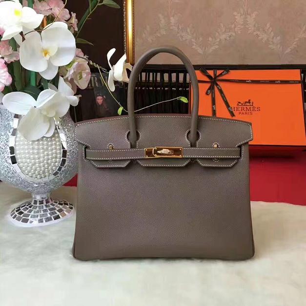 Hermes original epsom leather birkin 25 bag H25 gray