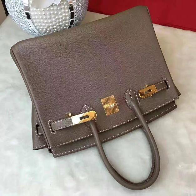 Hermes original epsom leather birkin 25 bag H25 gray