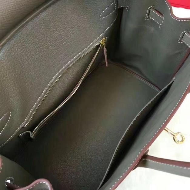 Hermes original epsom leather birkin 25 bag H25 gray