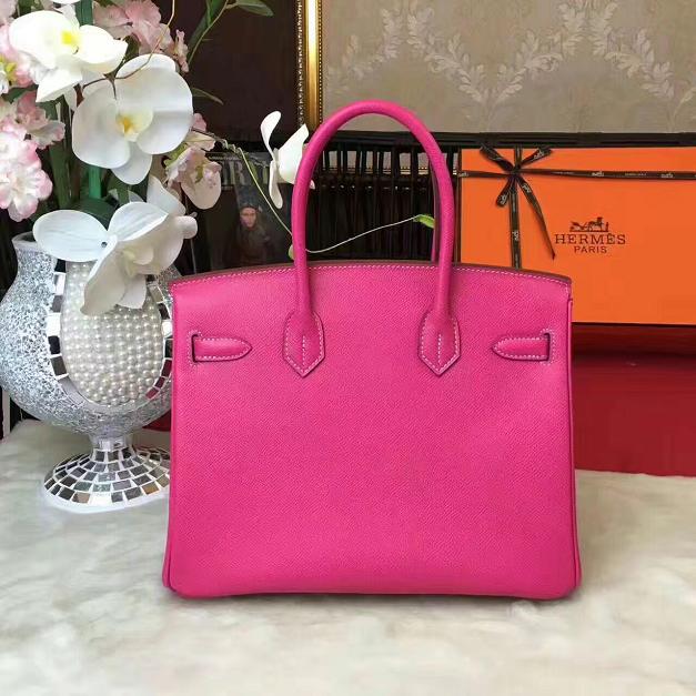 Hermes original epsom leather birkin 25 bag H25 rose red