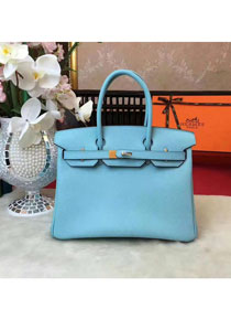 Hermes original epsom leather birkin 25 bag H25 skyblue 