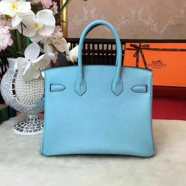 Hermes original epsom leather birkin 25 bag H25 skyblue 