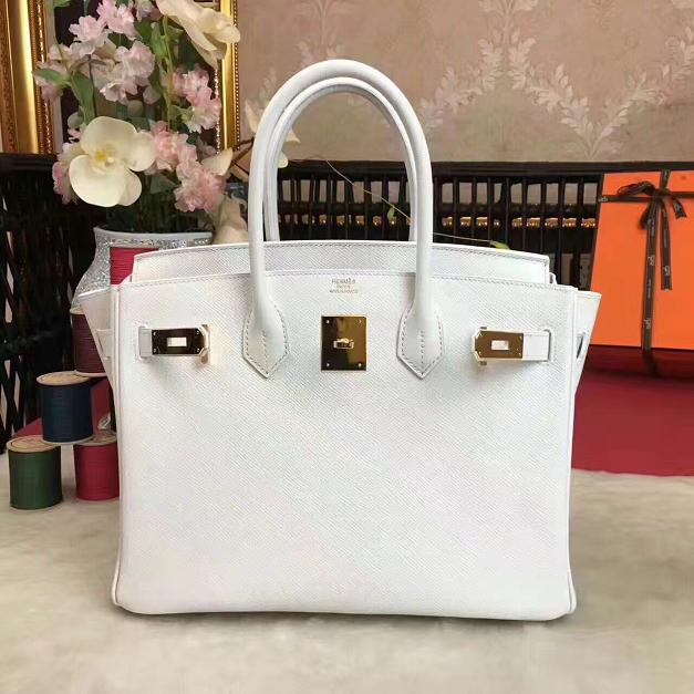 Hermes original epsom leather birkin 25 bag H25 white