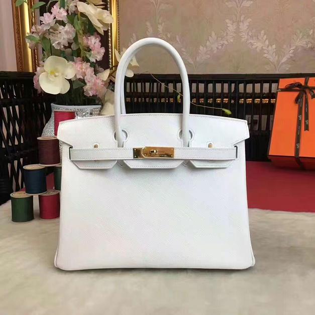 Hermes original epsom leather birkin 25 bag H25 white