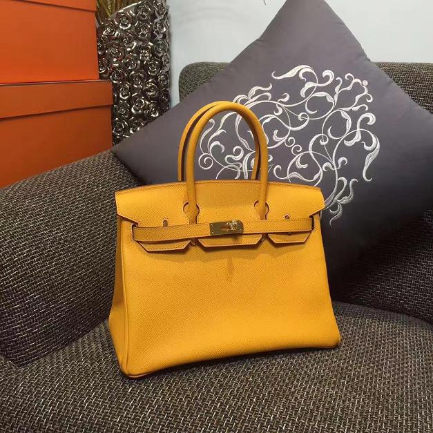 Hermes original epsom leather birkin 25 bag H25 yellow