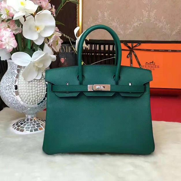 Hermes original epsom leather birkin 30 bag H30 blackish green