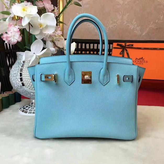 Hermes original epsom leather birkin 30 bag H30 skyblue 