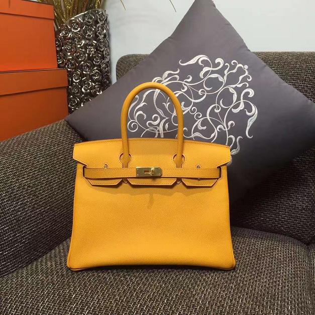 Hermes original epsom leather birkin 30 bag H30 yellow