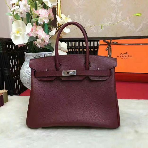 Hermes original epsom leather birkin 35 bag H35-3 burgundy