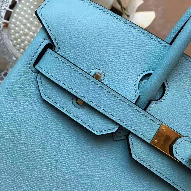 Hermes original epsom leather birkin 35 bag H35-3 light blue 