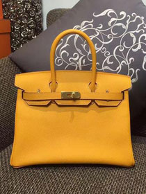 Hermes original epsom leather birkin 35 bag H35-3 yellow