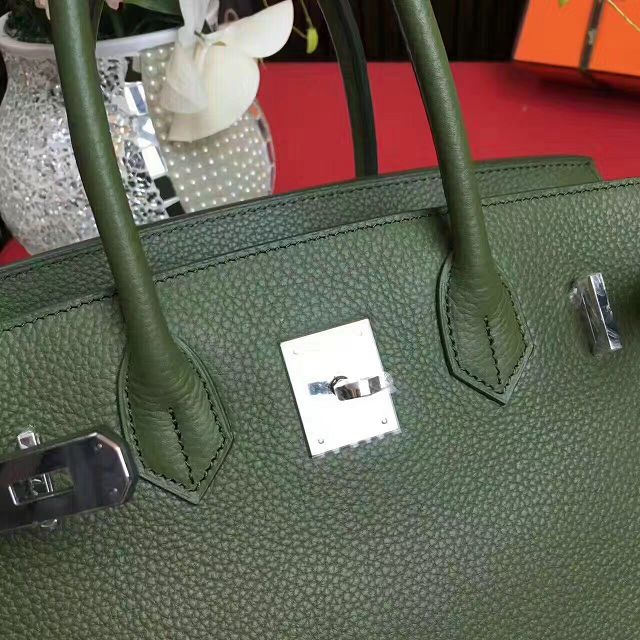 Hermes original togo leather birkin 35 bag H35-1 blackish green