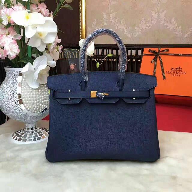 Hermes original togo leather birkin 35 bag H35-1 dark blue