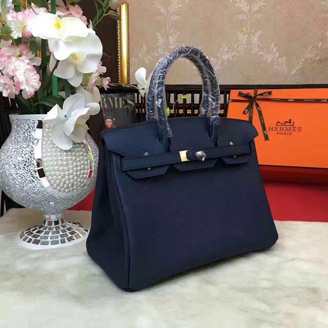 Hermes original togo leather birkin 35 bag H35-1 dark blue