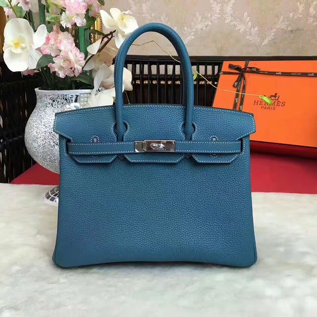 Hermes original togo leather birkin 35 bag H35-1 ocean blue