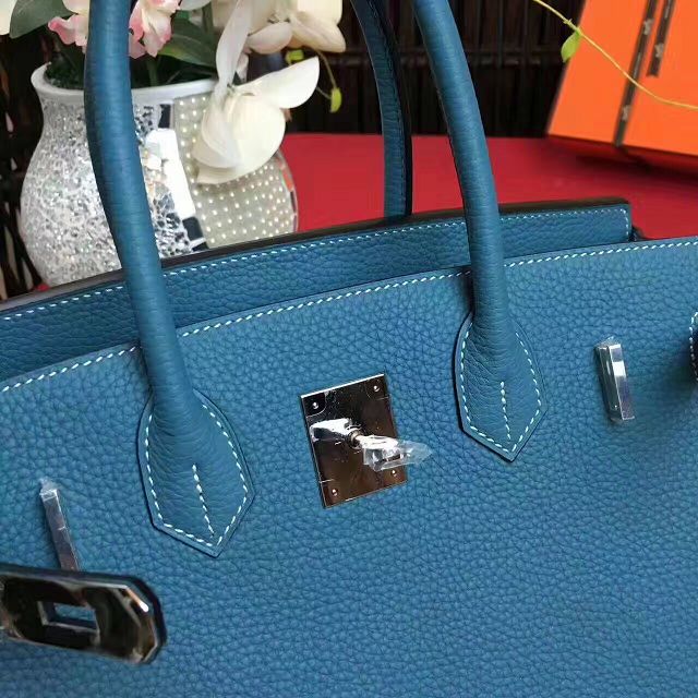 Hermes original togo leather birkin 35 bag H35-1 ocean blue