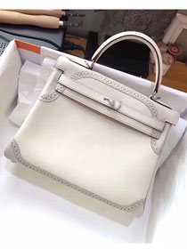 Hermes original handmade togo leather kelly 32 bag K320 white