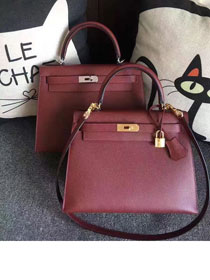 Hermes original epsom leather kelly 28 bag K28-1 wine