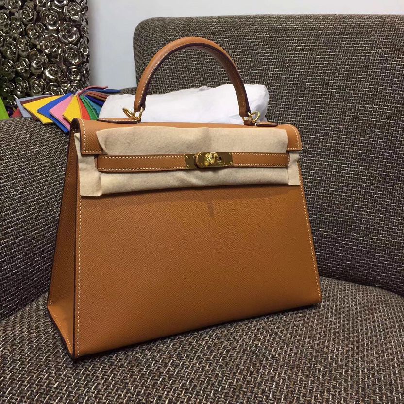 Hermes original epsom leather kelly 28 bag K28-1 coffee