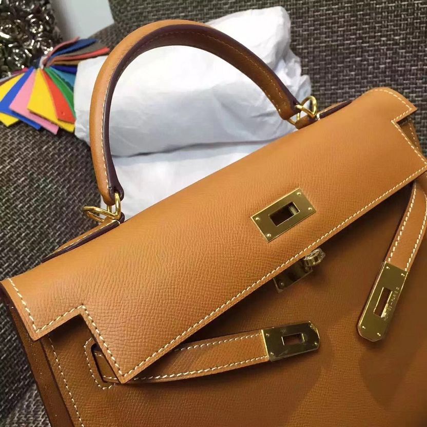 Hermes original epsom leather kelly 28 bag K28-1 coffee