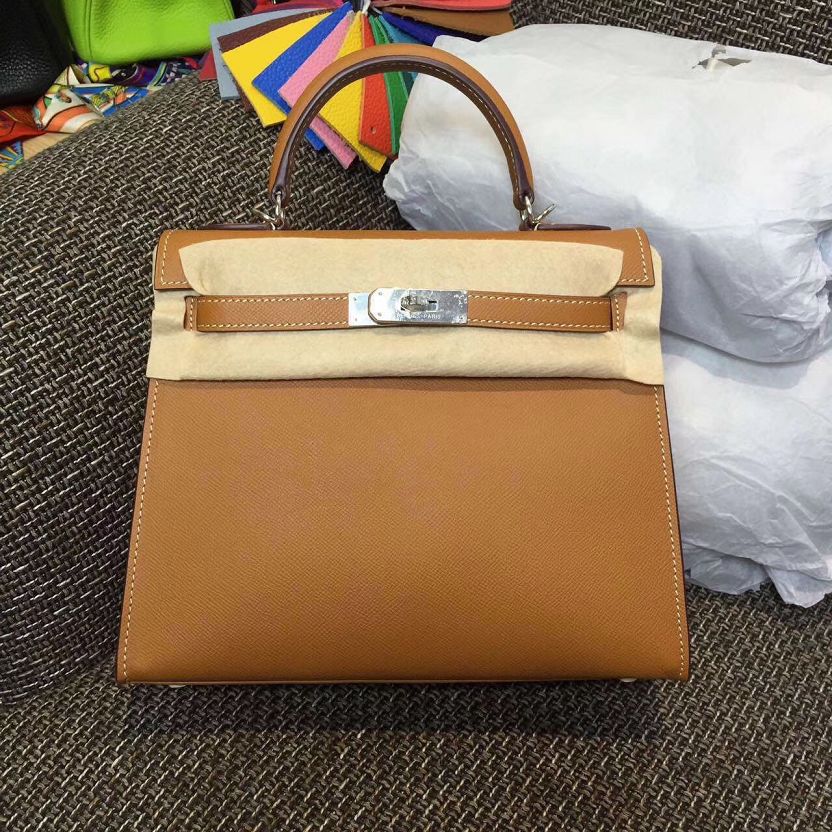 Hermes original epsom leather kelly 28 bag K28-1 coffee